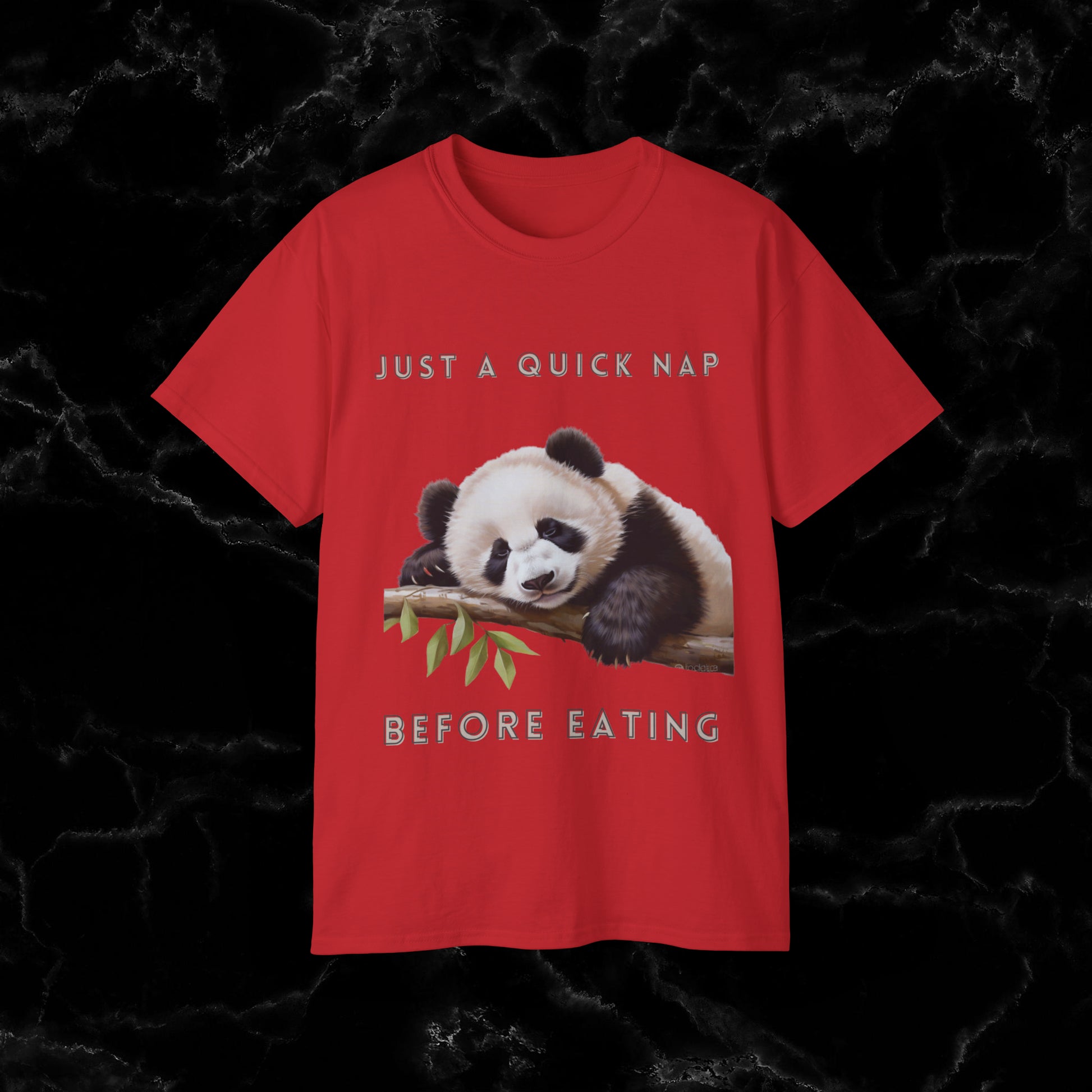Nap Time Panda Unisex Funny Tee - Hilarious Panda Nap Design - Just a Quick Nap Before Eating T-Shirt Red L 