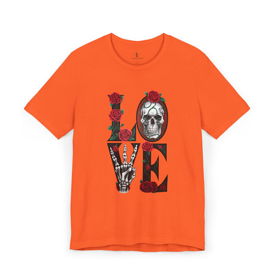 Love, Roses & Bones: Halloween T-Shirt T-Shirt Printify Orange XS