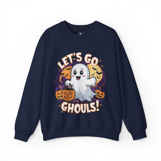 Let's Go Ghouls: Cute Halloween Sweatshirt Sweatshirt Printify S Navy