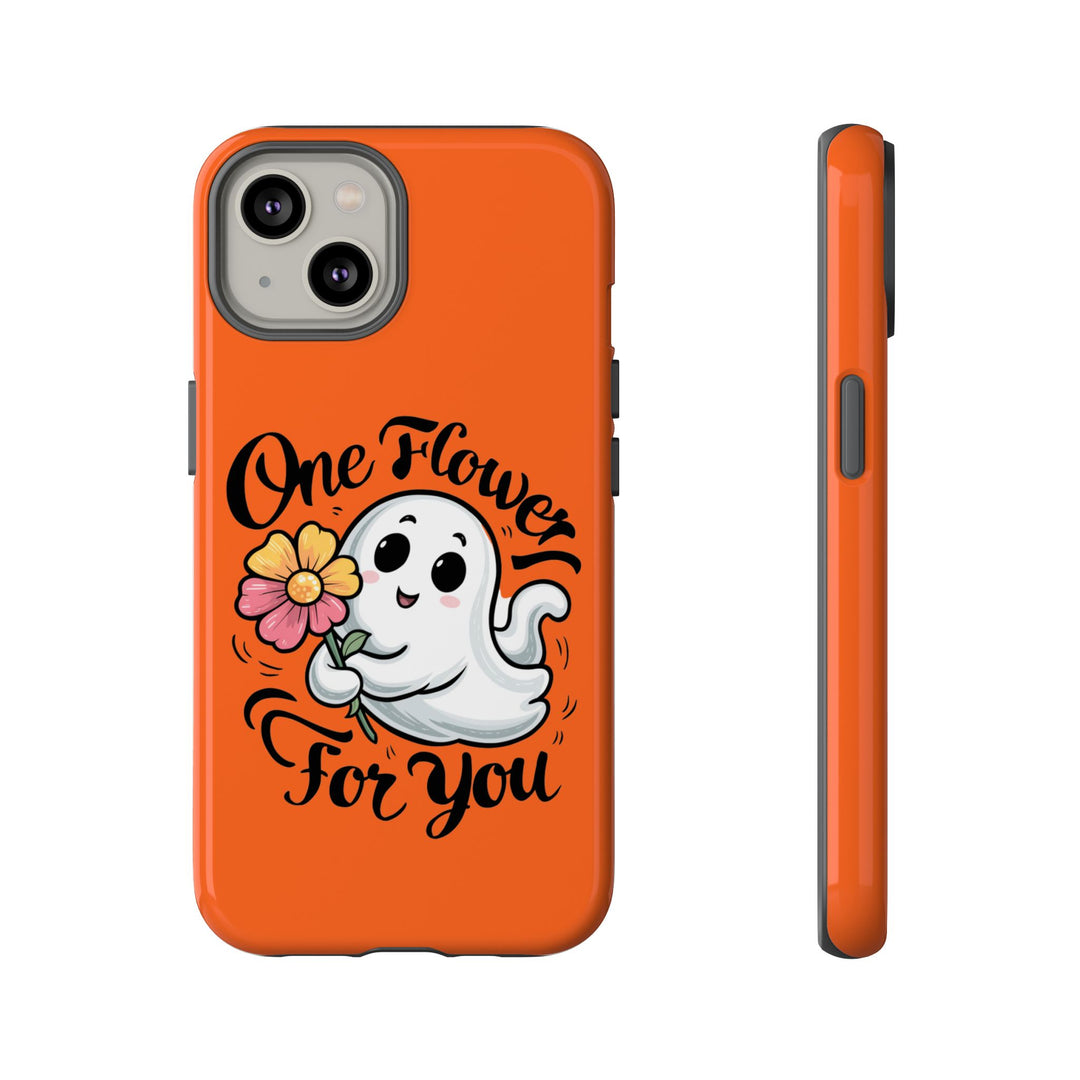 Phone Case - Cute Ghost Holding Flower Phone Case Printify iPhone 14 Glossy