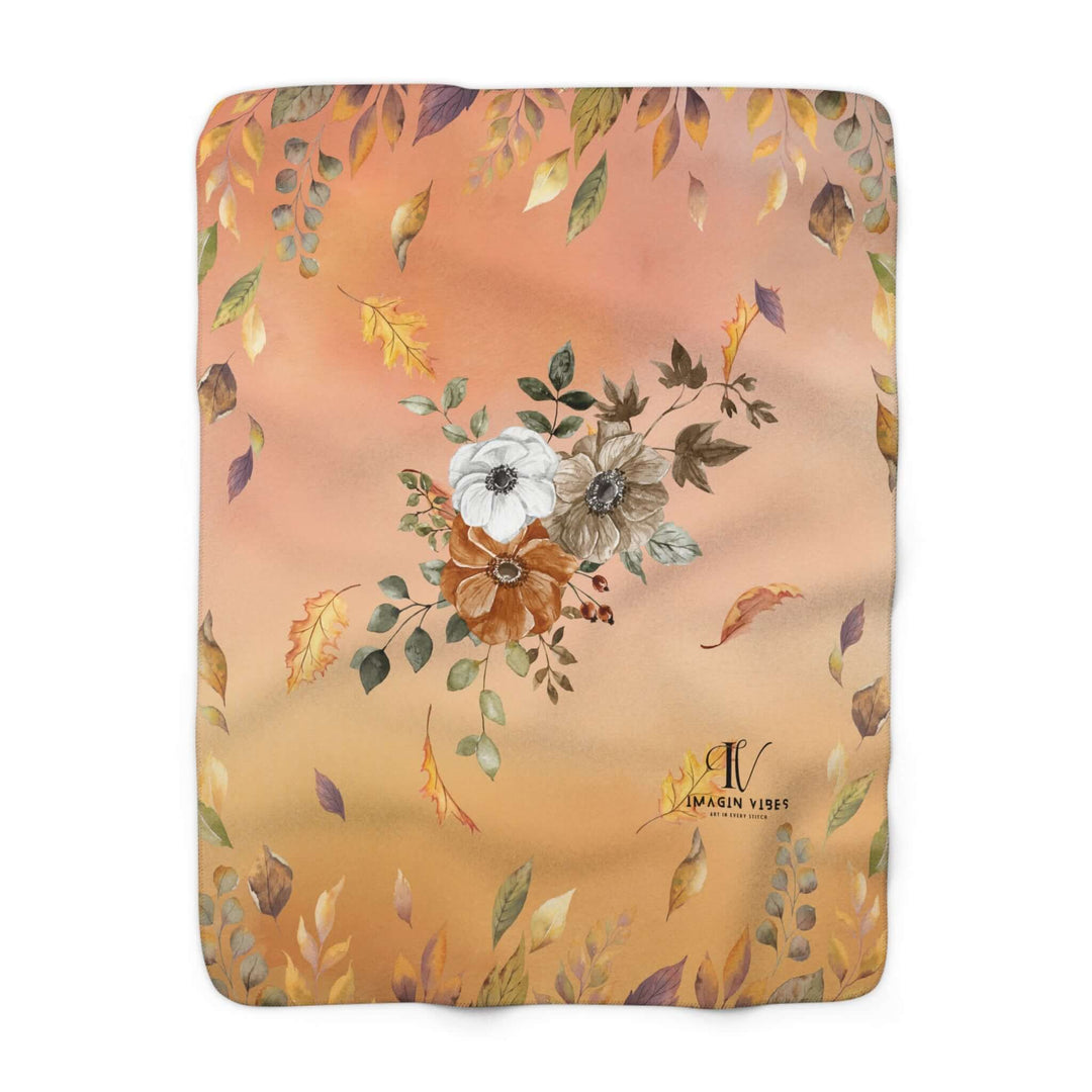 Sherpa Fleece Blanket- Autumnal Floral Watercolor