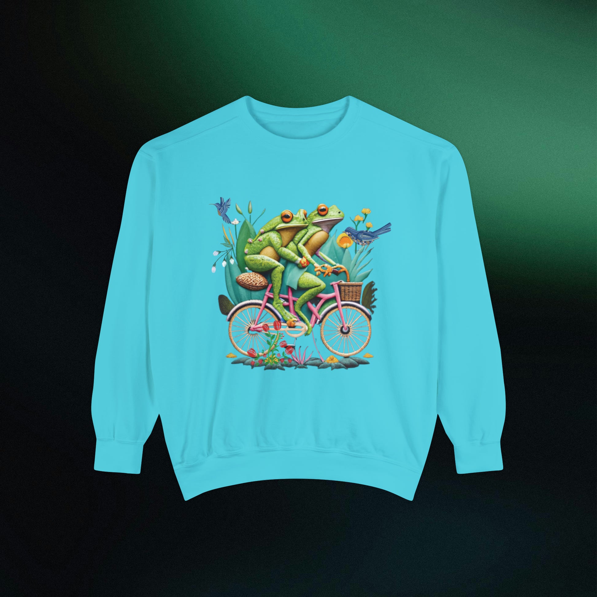 Frogs Bicycle Sweatshirt | Cottagecore Sweatshirt | Aesthetic Sweater Sweatshirt   
