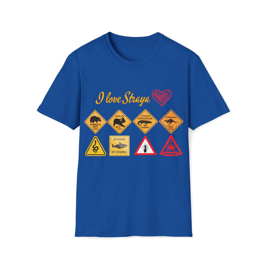 Funny Wildlife Caution Straya Unisex T-Shirt T-Shirt Printify Royal S