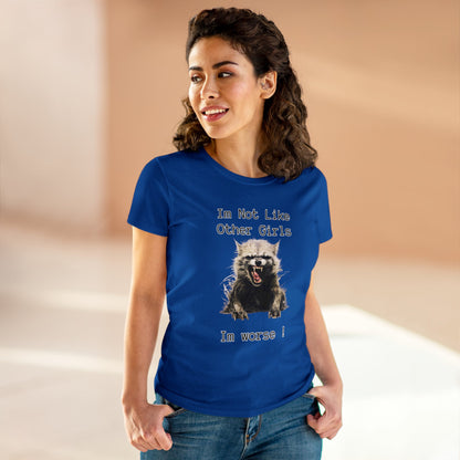 Funny Angry Raccoon T-Shirt | Im Not Like Other Girls T-Shirt Royal S 
