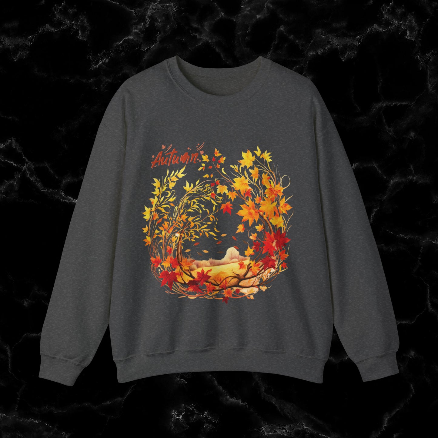Autumn Sweatshirt | Fall Design | Fall Seasonal Sweatshirt | Autumn Lover Gift Sweatshirt S Dark Heather 