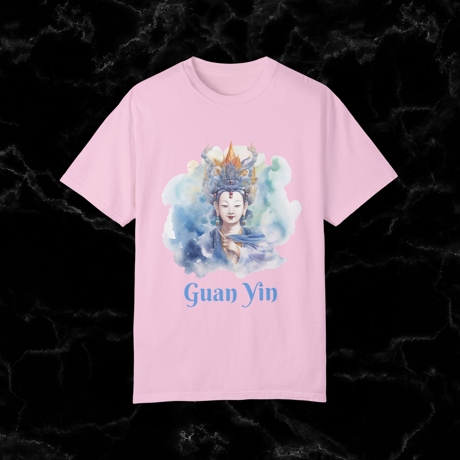 Quan Yin Spiritual Tee - Goddess of Compassion, Unisex Garment-Dyed T-shirt, Goddess of Mercy T-Shirt Blossom S 
