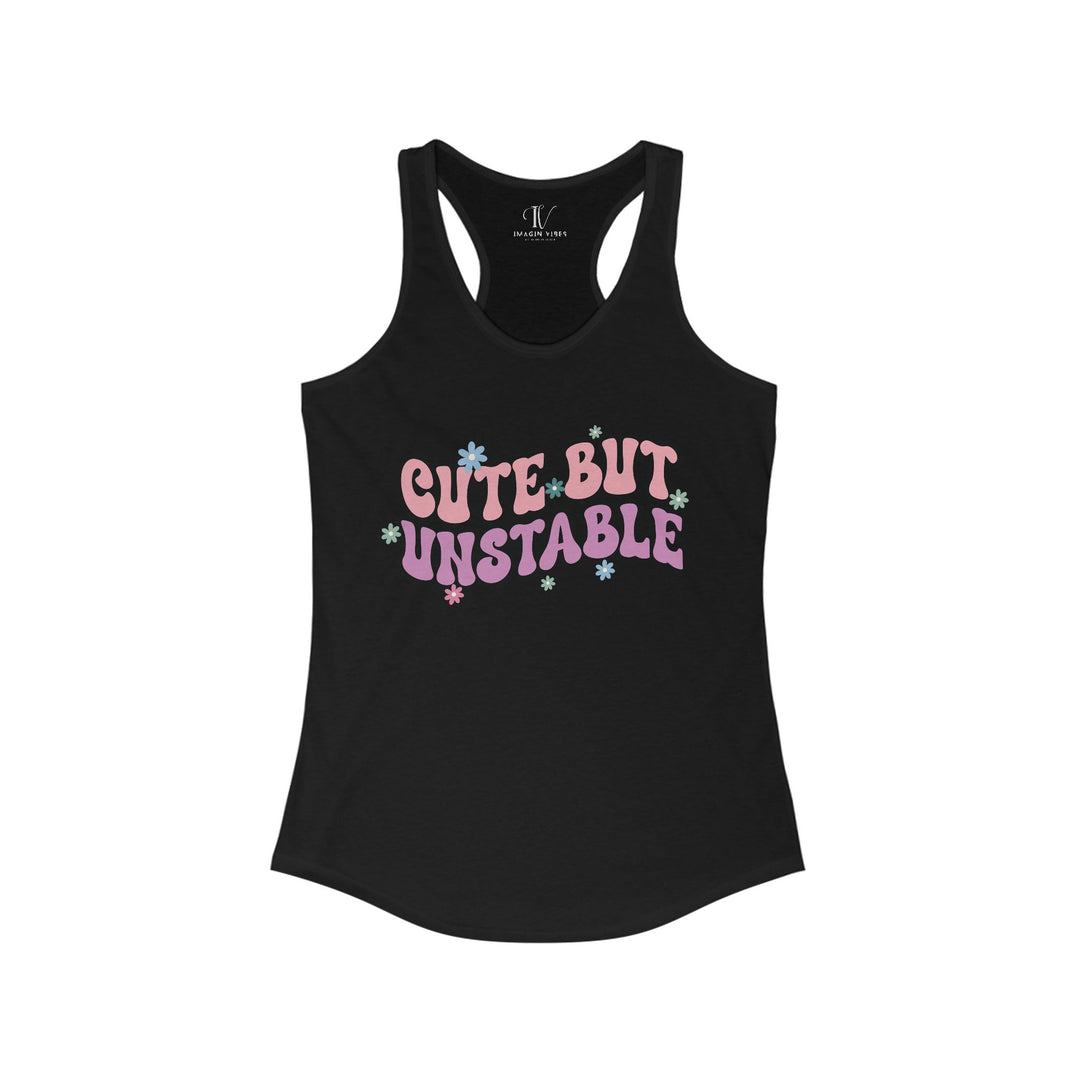 Women's Tank Top - Cute But Unstable Retro Tank Top Printify XS Solid Black