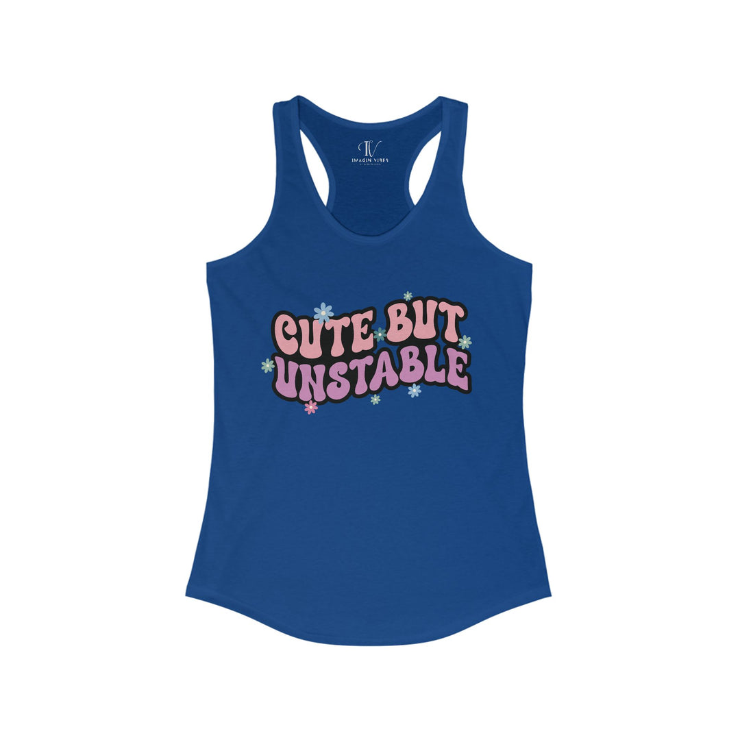 Women's Tank Top - Cute But Unstable Retro Tank Top Printify XS Solid Royal