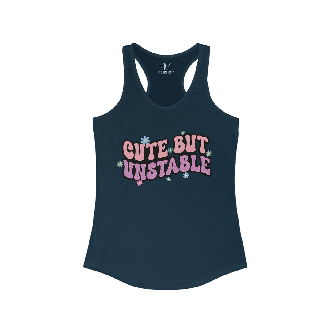 Women's Tank Top - Cute But Unstable Retro Tank Top Printify XS Solid Midnight Navy