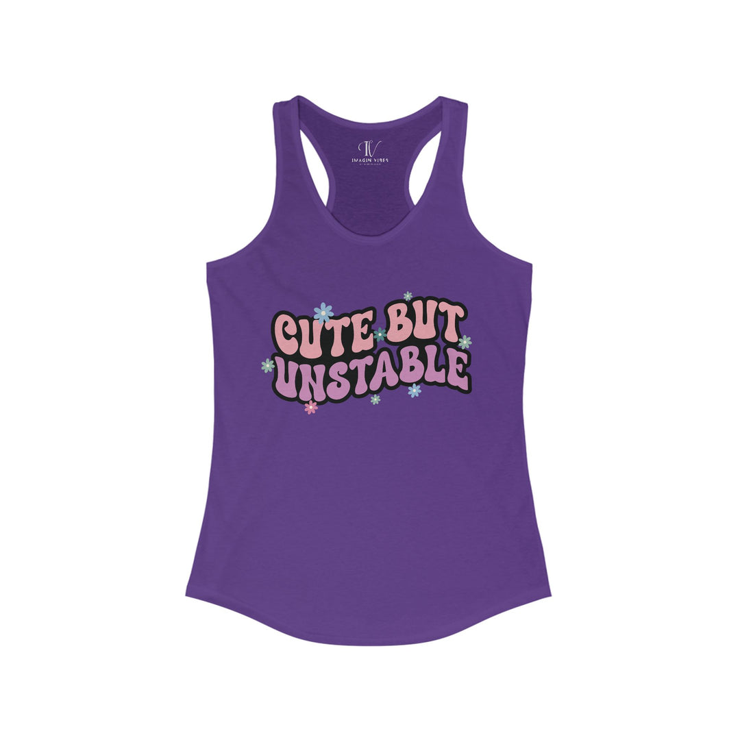 Women's Tank Top - Cute But Unstable Retro Tank Top Printify XS Solid Purple Rush