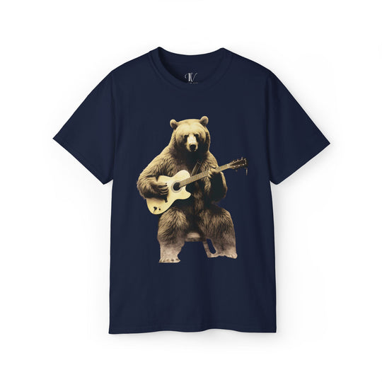 Bear Guitar Tee T-Shirt Printify Navy S