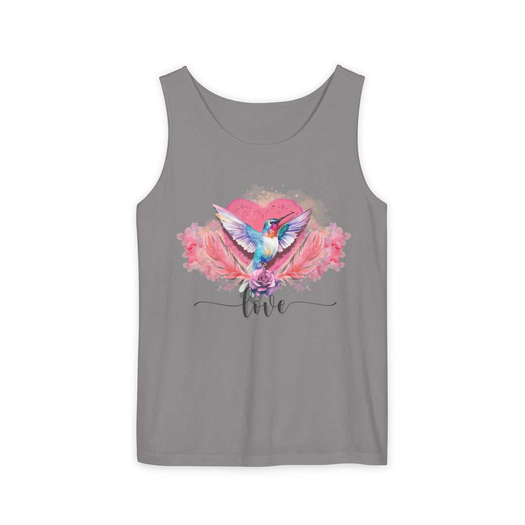 Hummingbird Love Tank Top Tank Top Printify Grey S