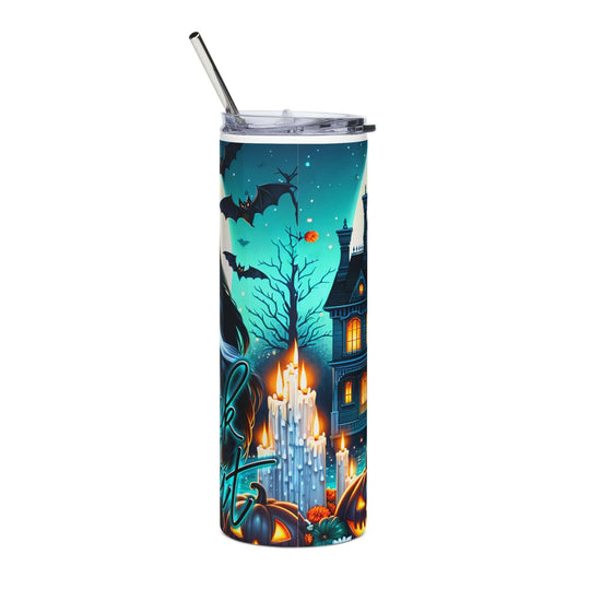 Halloween Vampire Tumbler 20oz — 'Trick or Treat' Haunted House Mug Printify