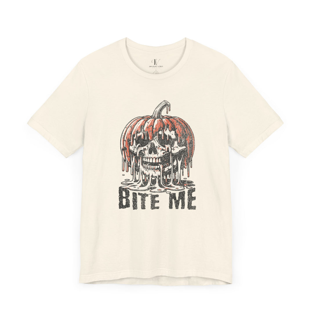 Halloween Tee - Bite Me Pumpkin Skull Tee