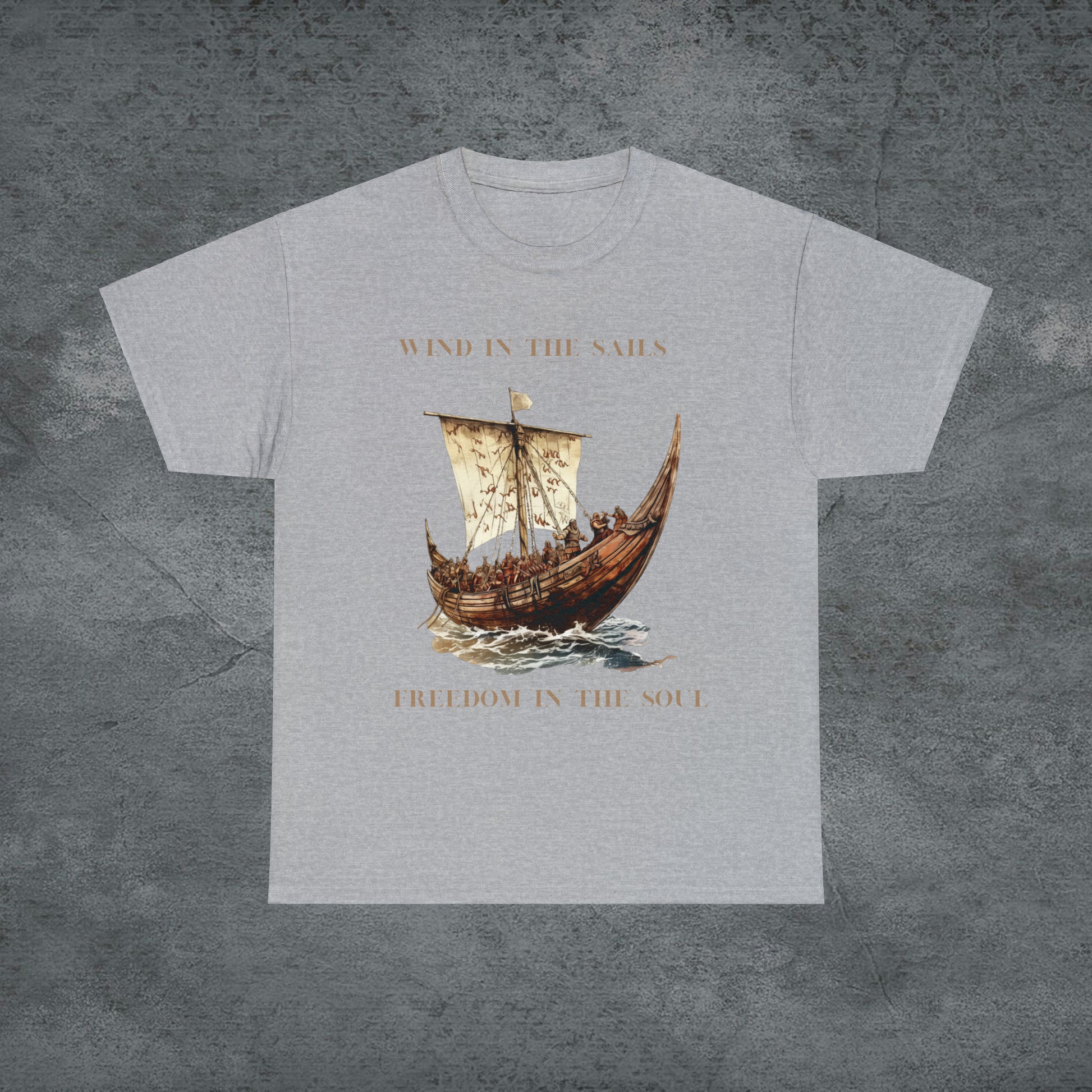 Viking Cruise Unisex Heavy Cotton Tee - Perfect Cruise Time Fashion, Wind In The Sails T-Shirt Sport Grey S 