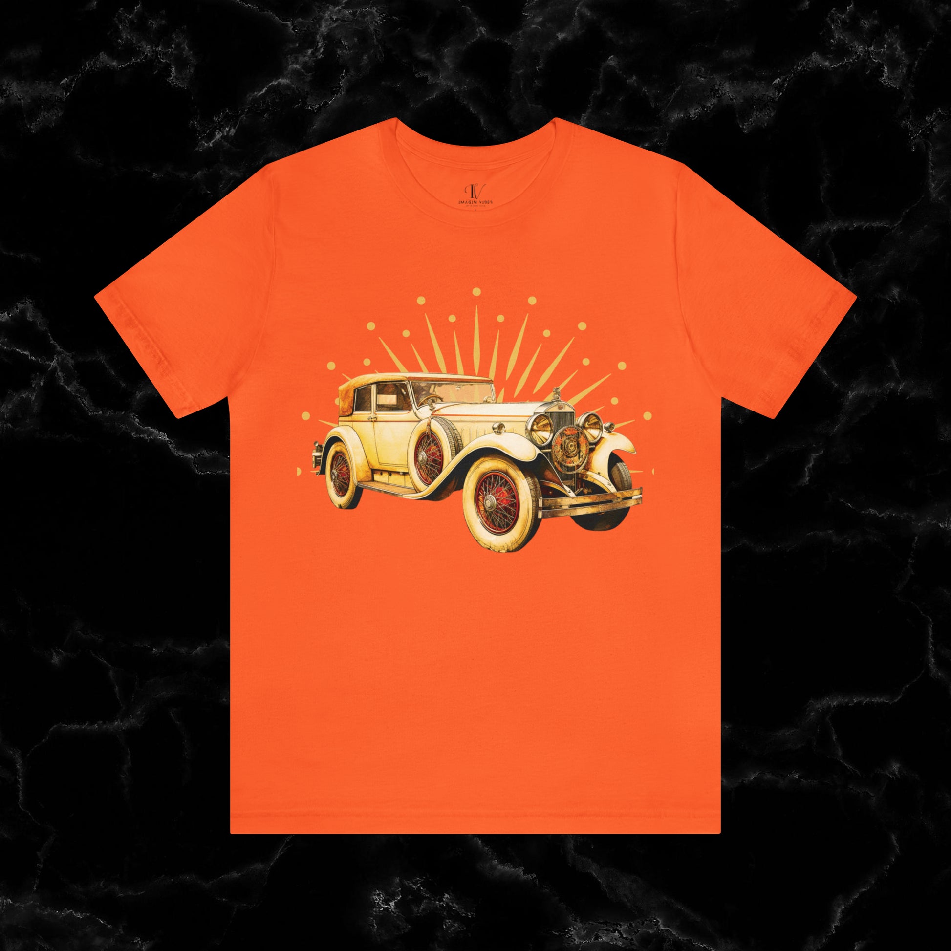 Vintage Car Enthusiast T-Shirt with Classic Wheels and Timeless Appeal T-Shirt Orange S 