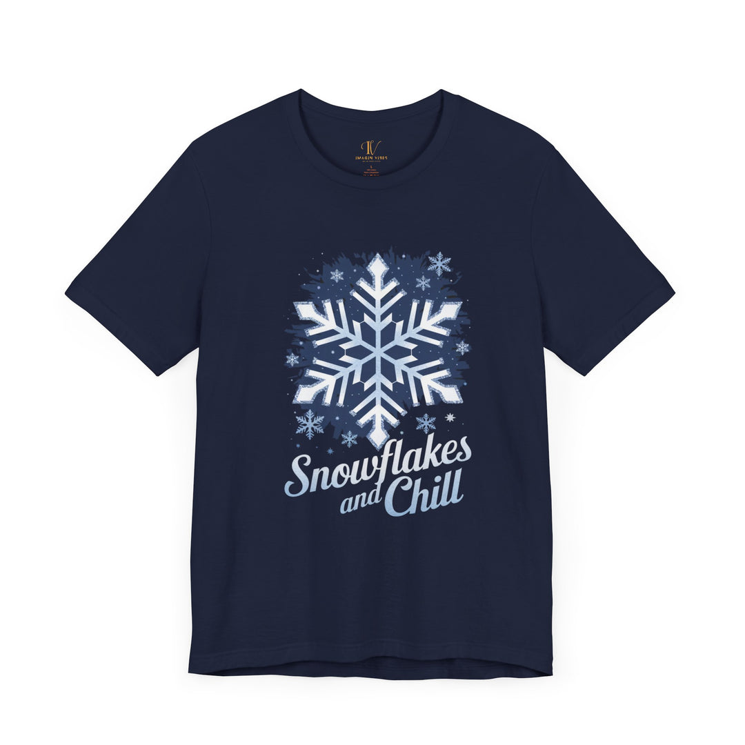 Winter Snowflakes Tee T-Shirt Printify Navy XS