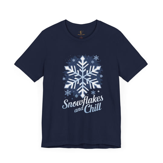 Winter Snowflakes Tee T-Shirt Printify Navy XS