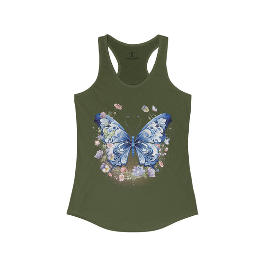 Butterfly Tank Top Tank Top Printify XS Solid Military Green