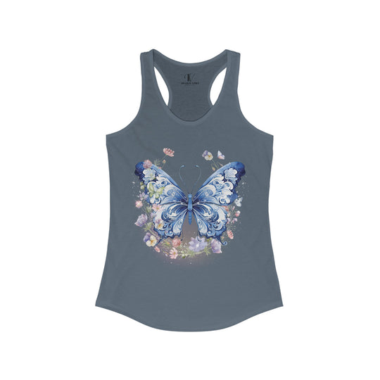 Butterfly Tank Top Tank Top Printify XS Solid Indigo