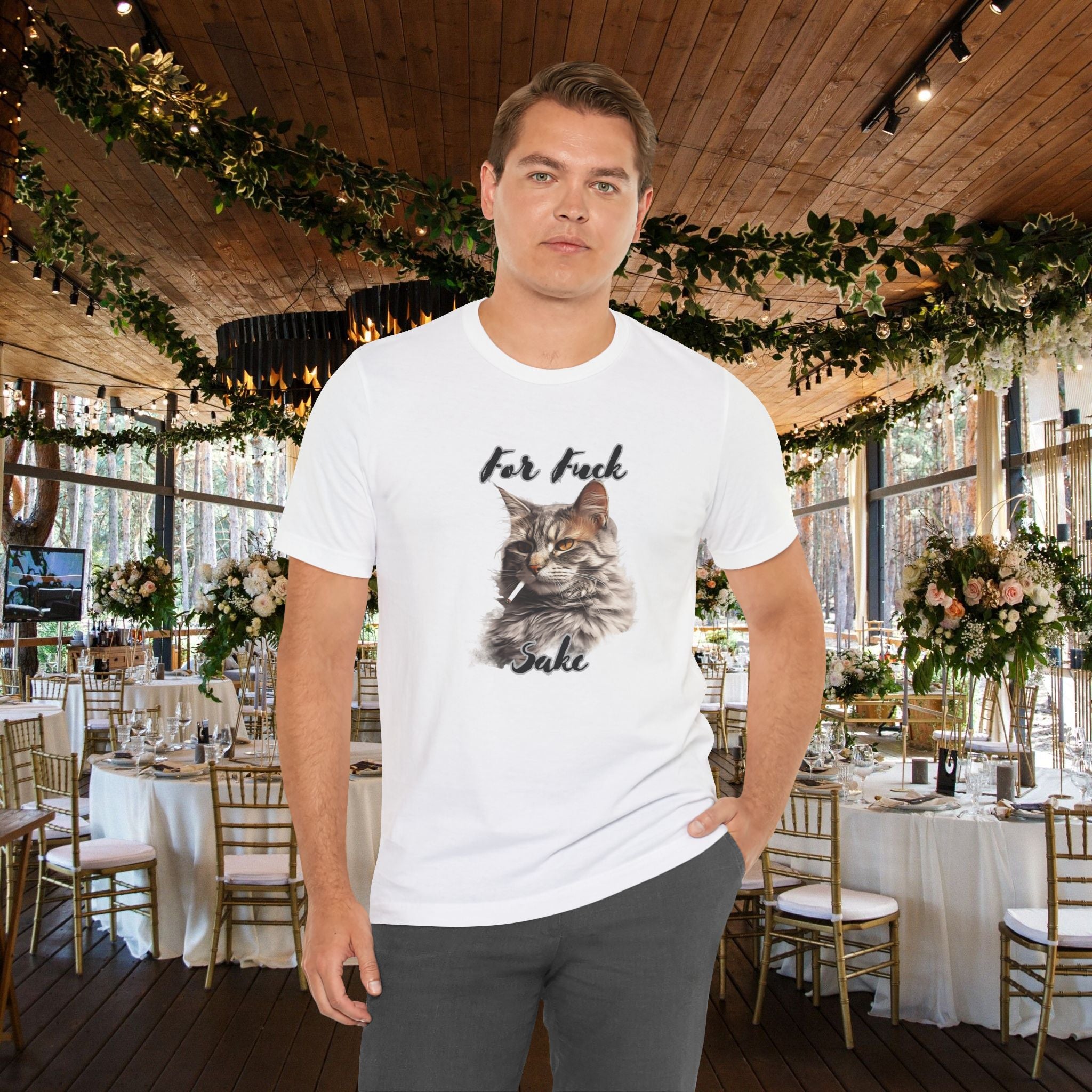 Cat Graphic Tee - Unisex Jersey Short Sleeve Tee with 'For F*ck Sake' Phrase T-Shirt Printify