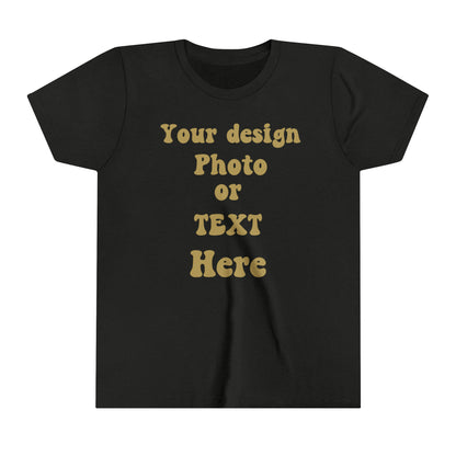 Youth Short Sleeve Tee - Personalized with Your Photo, Text, and Design Kids clothes Black Heather S 