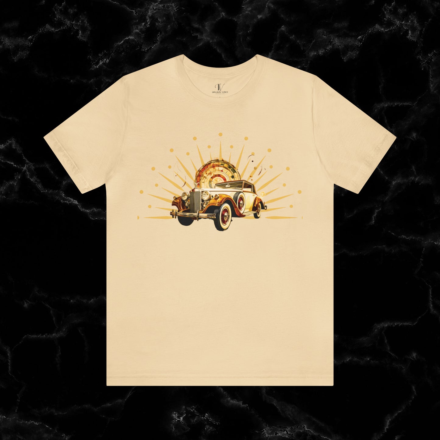 Vintage Car Enthusiast T-Shirt with Classic Wheels and Timeless Appeal Nostalgic T-Shirt Soft Cream S 