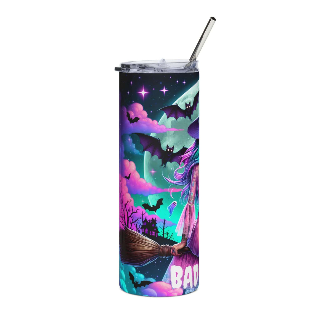 Bad Witch 20oz Stainless Steel Tumbler — Cute Ghosts, Pumpkins & Bats Halloween Travel Mug Mug Printify