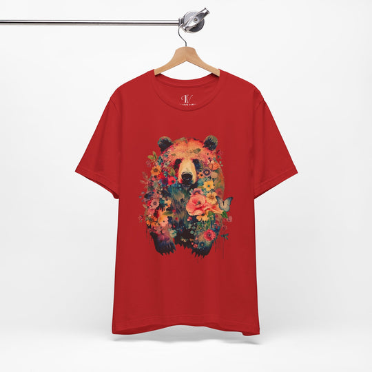 Bear Face Floral Tee T-Shirt Printify