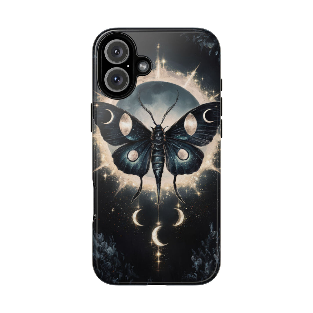 Phone Cases - Dark Academia Moth with Moon Phone Case Printify iPhone 16 Plus Glossy