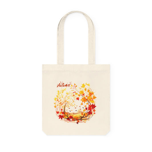 Fall Tote Bag - Hello Autumn Tote Bag - Autumn Shopping Bag - Woven Tote Bag - Eco-Friendly Bags Natural 14.6" x 15.4" 