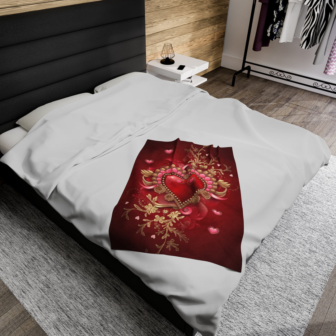 Velveteen Plush Blanket - Romantic Heart Design for Valentine's Day All Over Prints Printify 30" × 40"