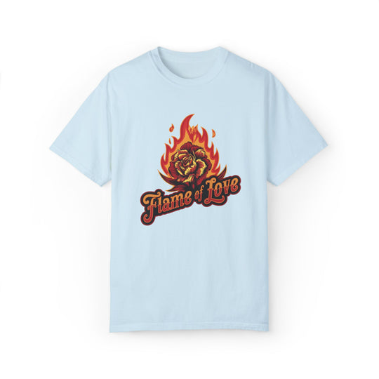 Flame of Love Unisex T-shirt with Rose T-Shirt Printify Chambray S