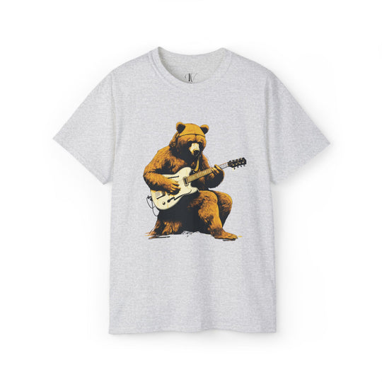 Bear Guitar Tee T-Shirt Printify Ash S