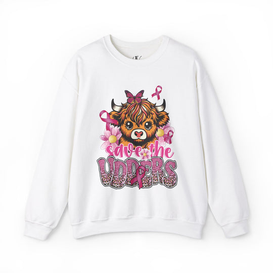 Breast Cancer Highland Cow Save the Udders Sweatshirt