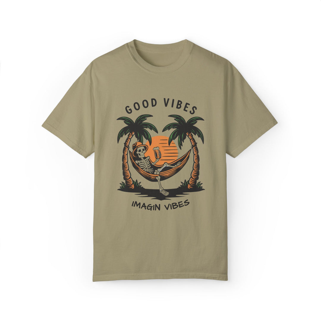 Skeleton Good Vibes T-shirt T-Shirt Printify Khaki S