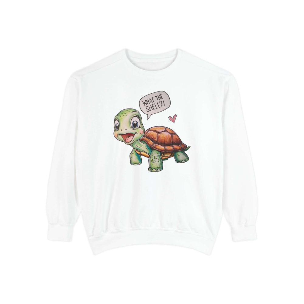 Turtle What The Shell Sweatshirt Sweatshirt Printify White S