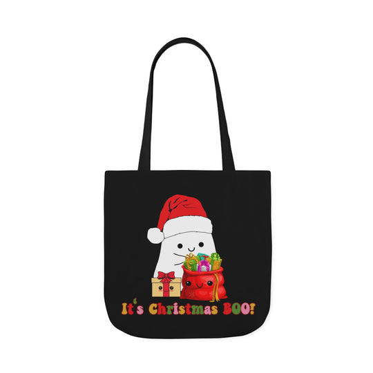 Canvas Tote Bag - Christmas Ghost Holiday Accessories Printify 18" × 18'' Black