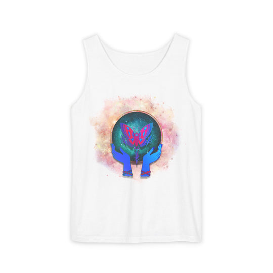 Cosmic Butterfly Unisex Tank Top - Mystical and Spiritual Tank Top Printify White XS