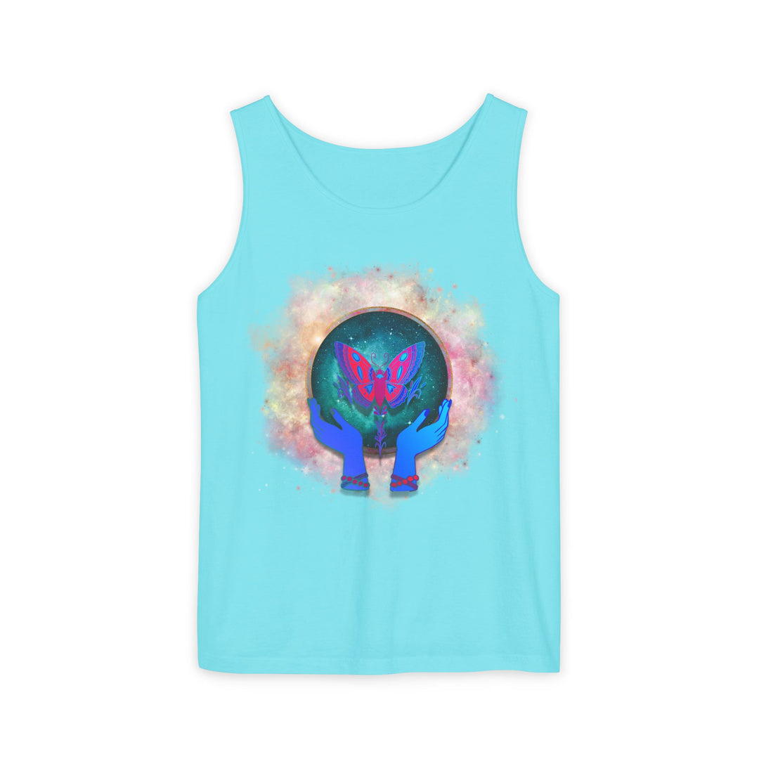 Cosmic Butterfly Unisex Tank Top - Mystical and Spiritual Tank Top Printify Lagoon Blue XS