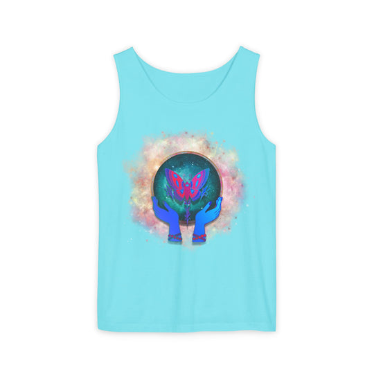 Cosmic Butterfly Unisex Tank Top - Mystical and Spiritual Tank Top Printify Lagoon Blue XS