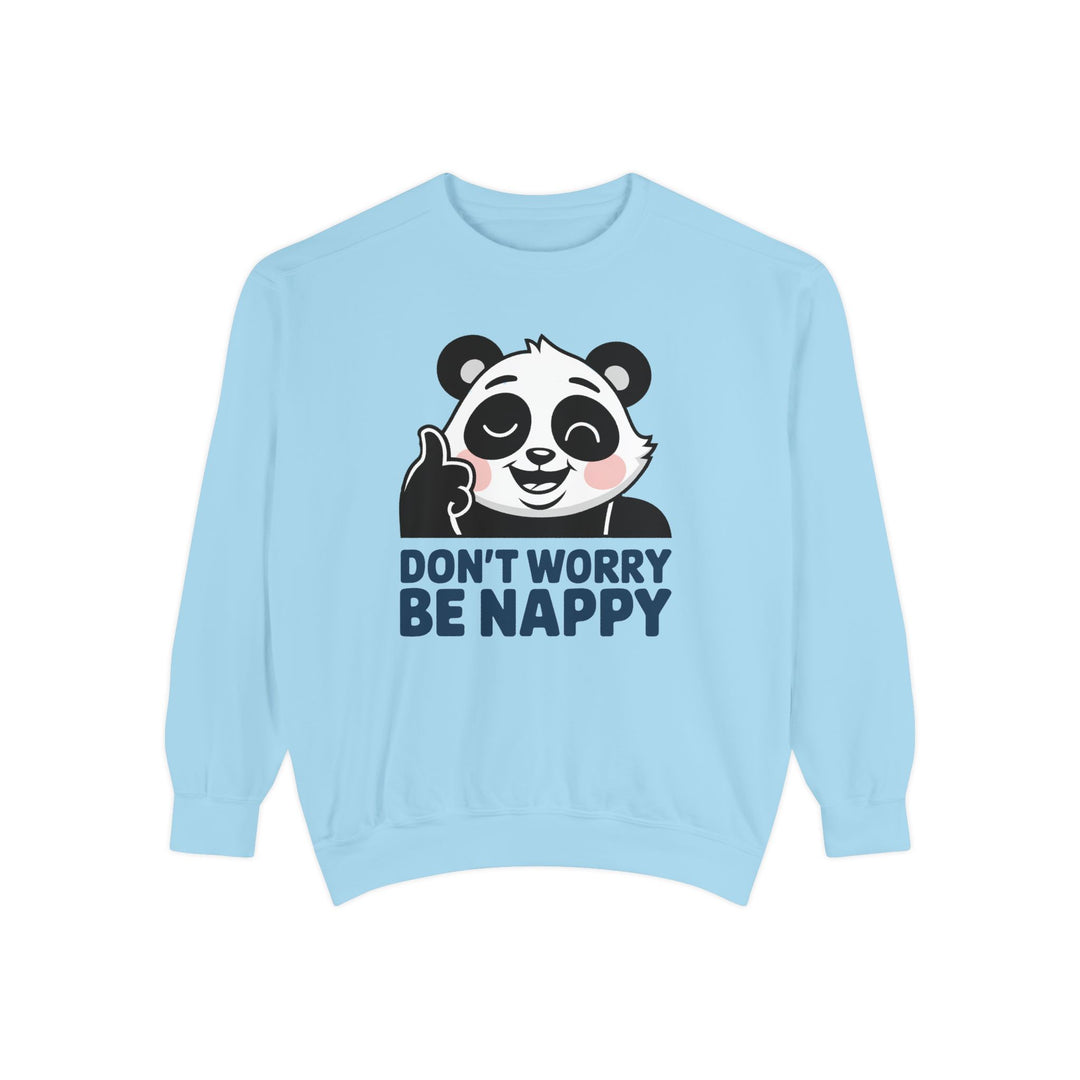 Cute Panda 'Don't Worry, Be Nappy' Sweatshirt Sweatshirt Printify Chambray S