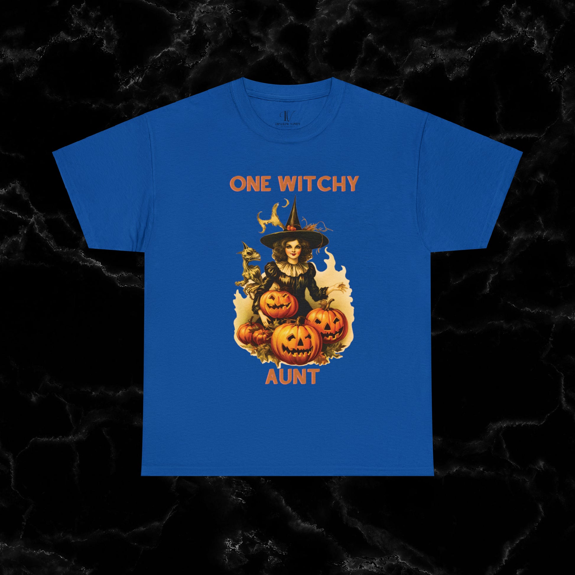 One Witchy Auntie Cotton T-Shirt - Cool Aunt, Aunt Halloween, Perfect Gift for Aunts T-Shirt Royal S 
