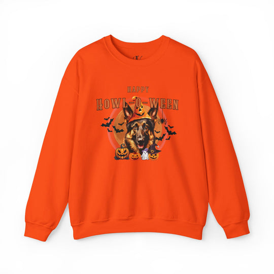 Howl-oween German Shepherd Sweatshirt: Spooky Dog Shirt for Dog Lovers Sweatshirt Printify S Orange