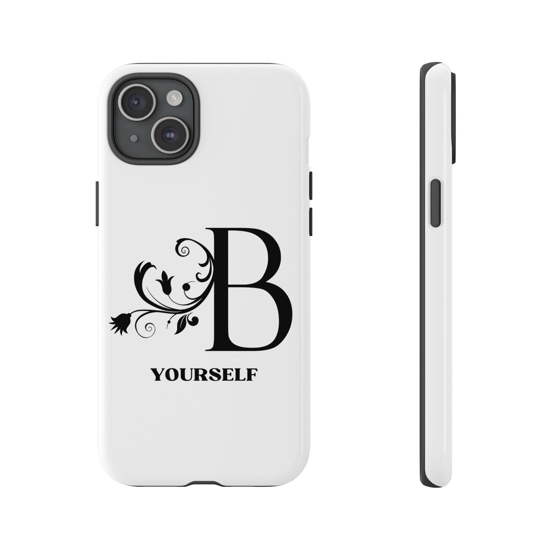 Floral Initial Tough Case - Be Yourself Phone Cover Phone Case Printify iPhone 15 Plus Glossy