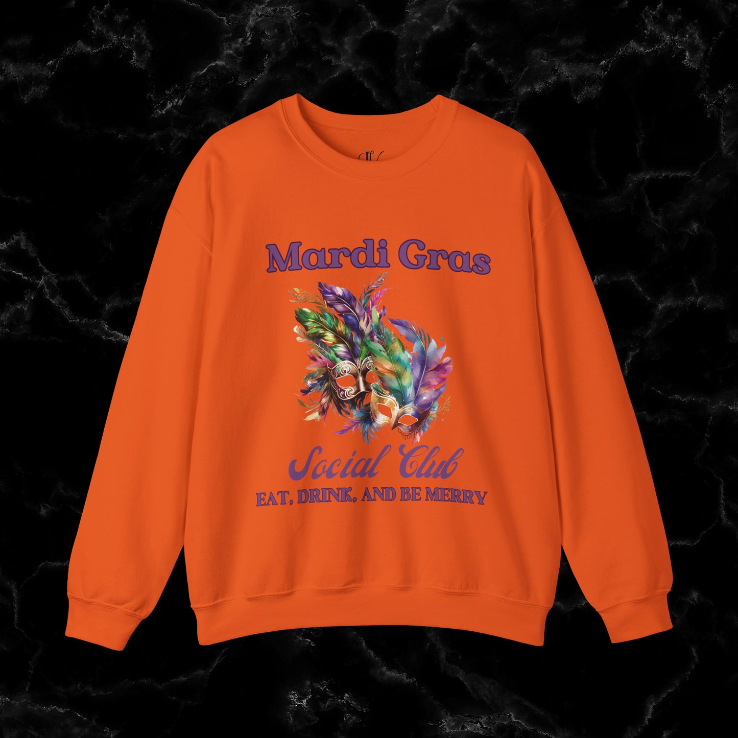 Mardi Gras Sweatshirt Women - NOLA Luxury Bachelorette Sweater, Unique Fat Tuesday Shirt, Louisiana Girls Trip Sweater, Mardi Gras Social Club Chic Sweatshirt S Orange 