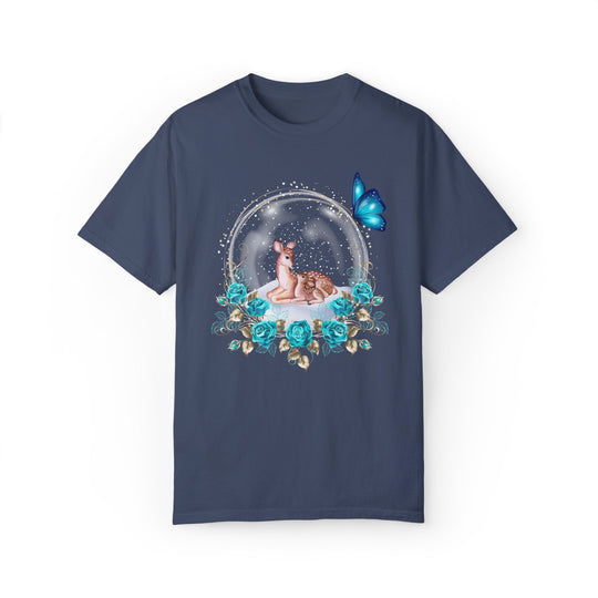 Cute Deer Snow Globe Winter T-shirt T-Shirt Printify Midnight S