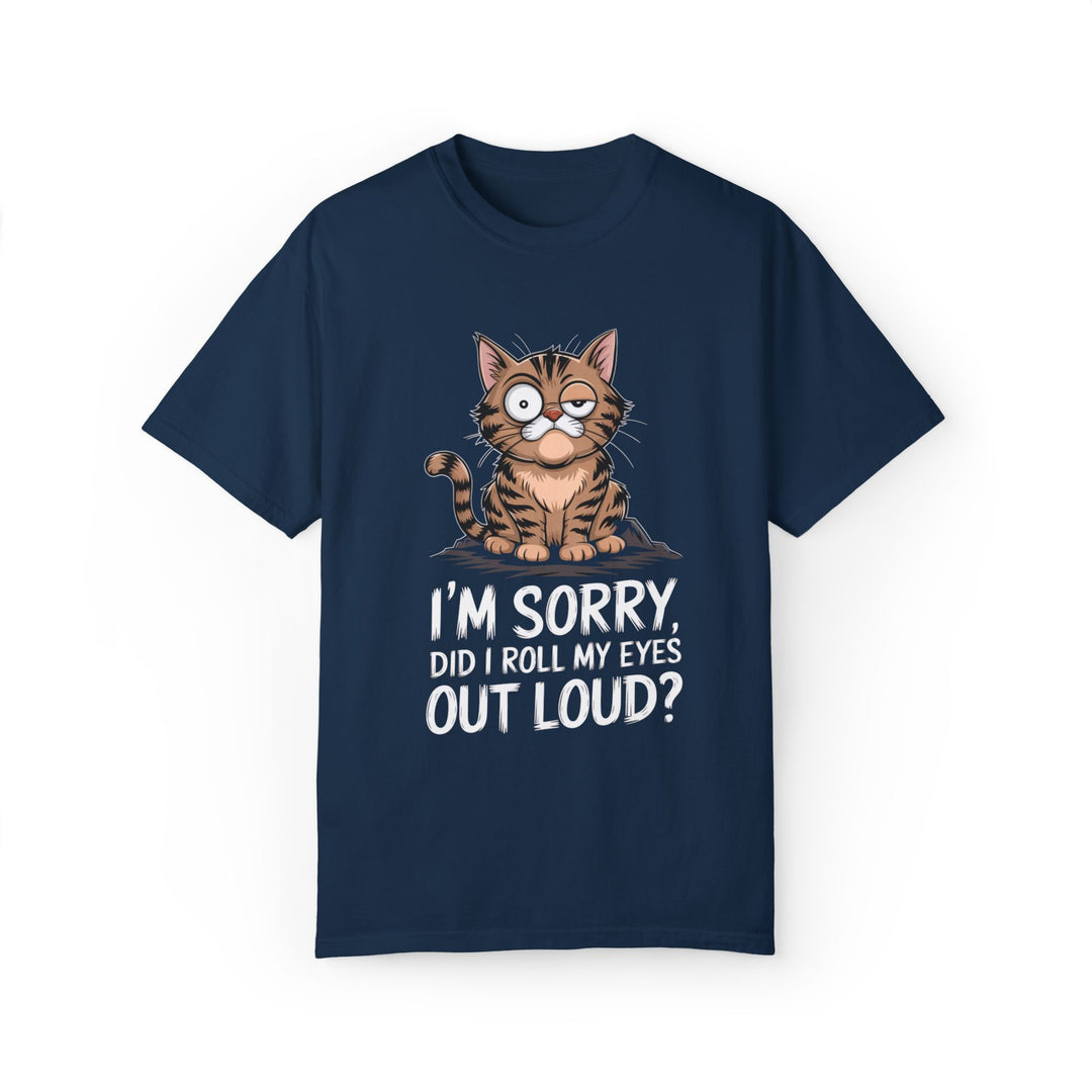 Cat Cartoon T-Shirt - I'm Sorry, Did I Roll My Eyes Out Loud T-Shirt Printify True Navy S