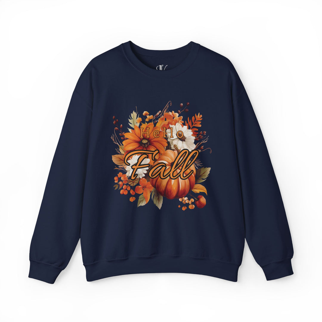 Hello Fall: Watercolor Pumpkin Sweatshirt Sweatshirt Printify S Navy