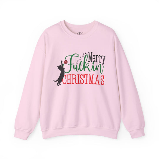 Christmas Cat Sweatshirt - Bold Profanity and Cat